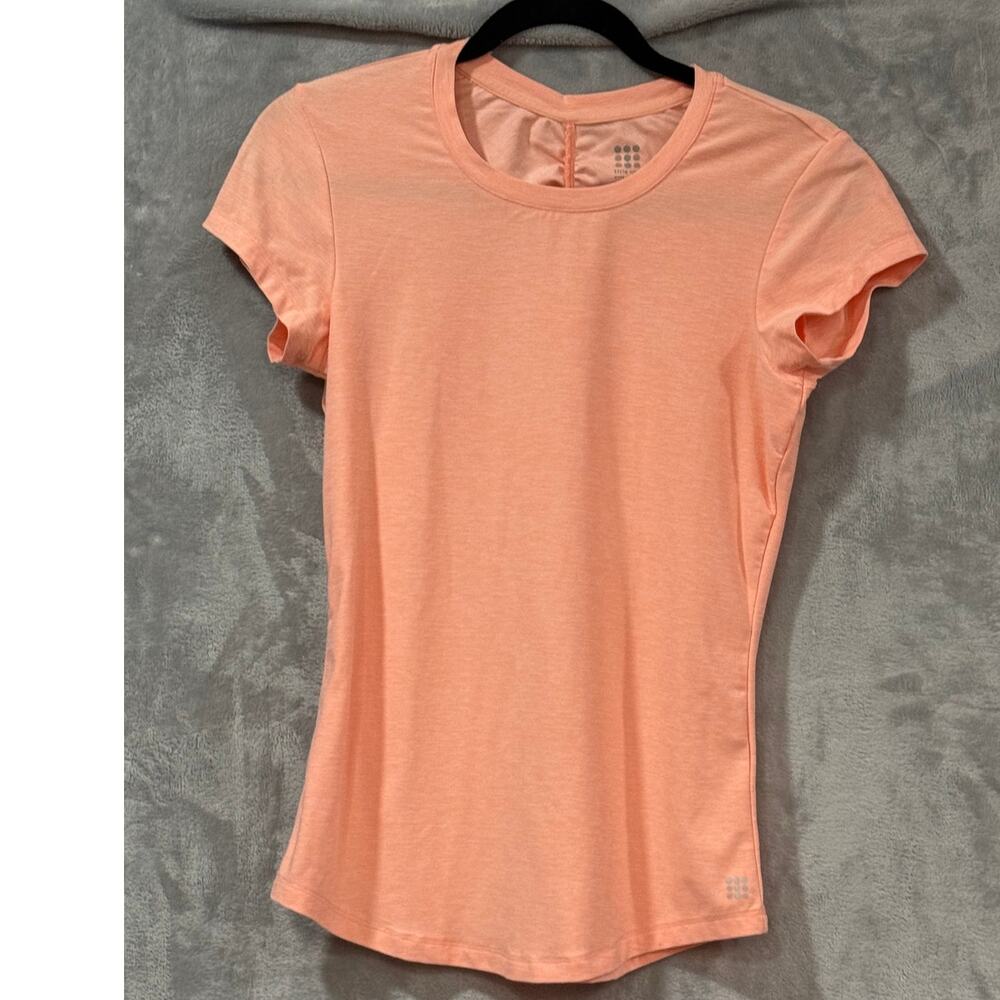 Title Nine Grace Tee Coral Pink Ruched Back Athletic Tee Short Sleeve Women's XS